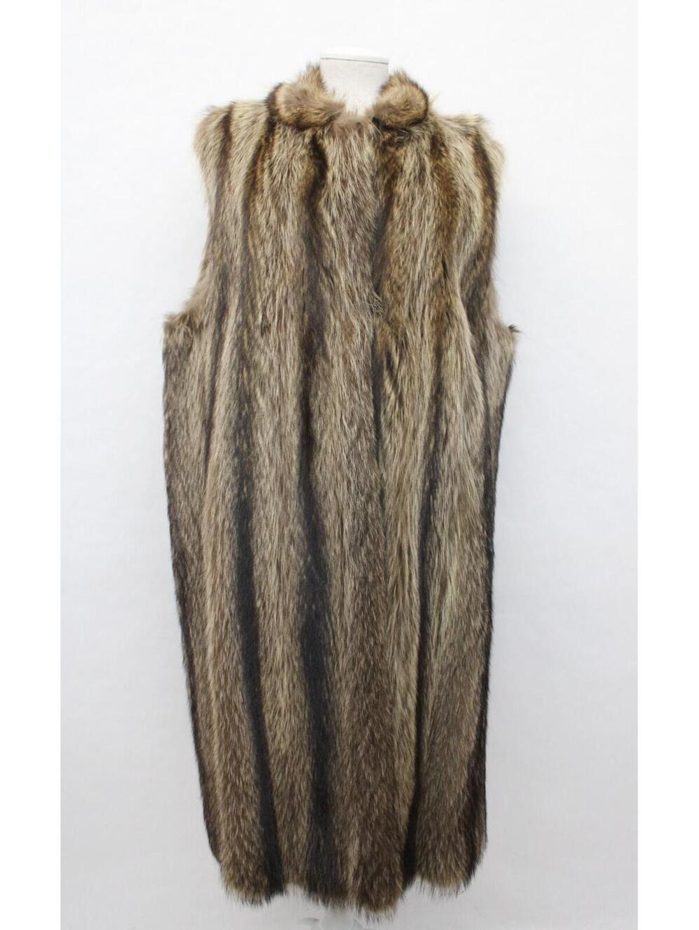 Excellent Raccoon Fur Long Vest Women Woman Size 14 Large